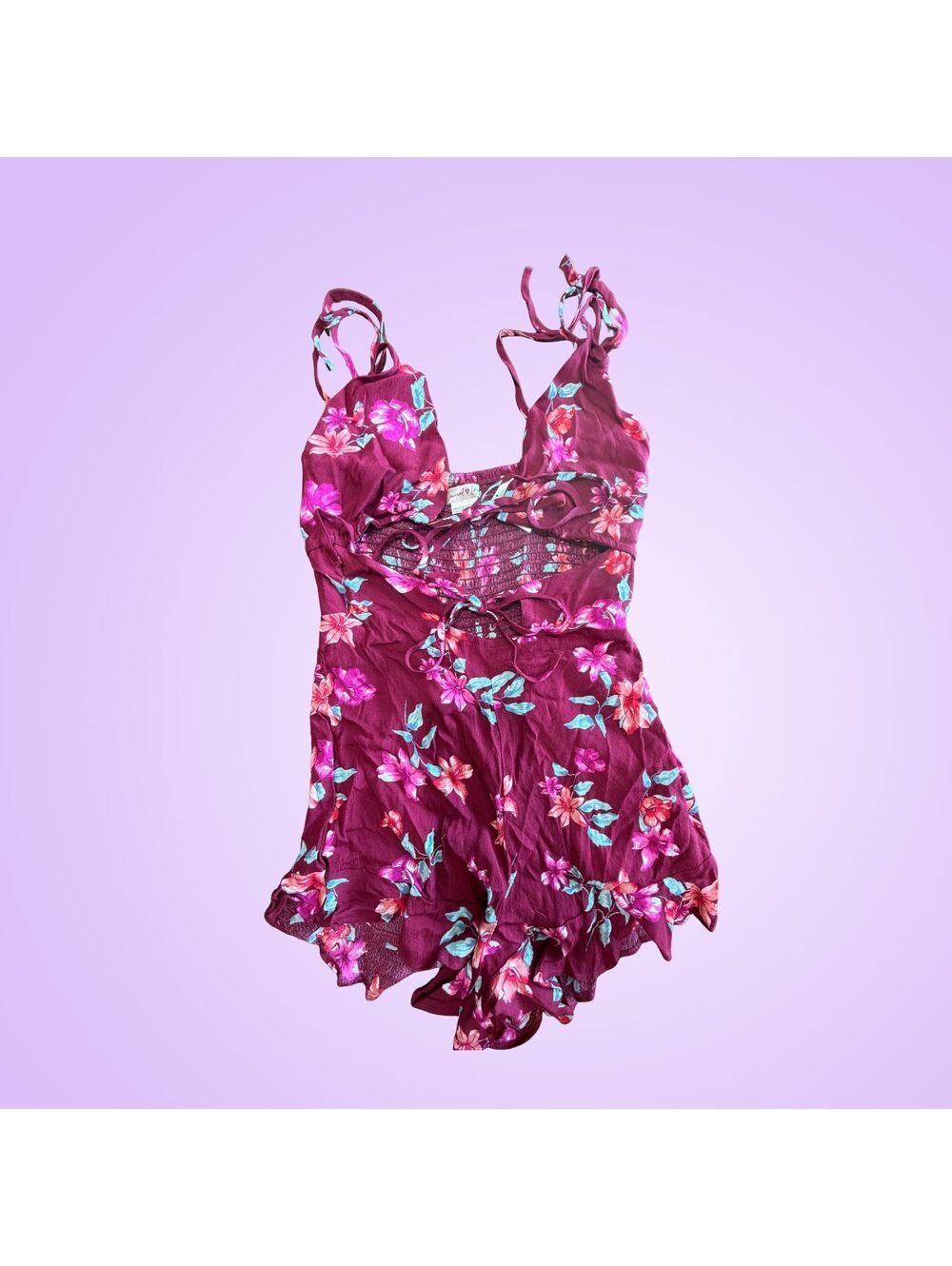 PINK Victoria’s Secret Laurel Love Floral Ruffle Romper Women’s Size XS
